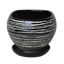 タルト植木鉢・カクマル・ボーダー22・釉薬陶器